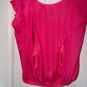 Elegant Pink Ruffle Sleeve Top